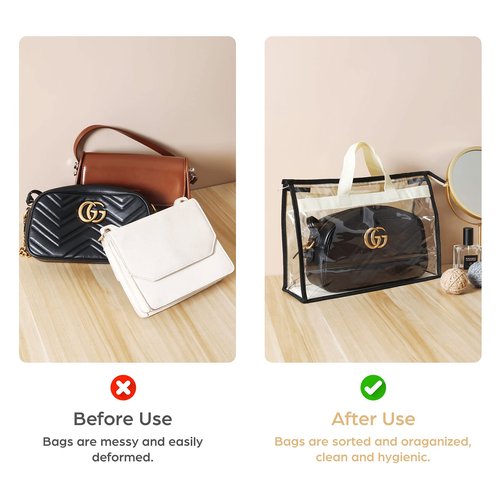 Interesse 9 Pack Dust Bags for Handbags, Clear Handbag Storage, Purse Storage Organizer for Closet, Purse Cover Hanging Closet Organizer with Zipper