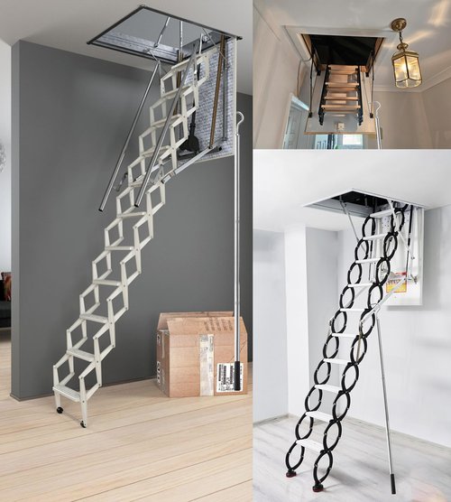 Attic Pull Down Hook System Kit, Heavy Duty Ladder Hook Door Stairs Puller Rod Pole with 3 Handles, Replacement for Ropes Cord String