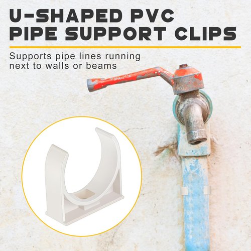 Chunful 50 Pack 1-1/2 Inch Pipe Clamps PVC Clips Pex Pipe Support Hangers Plastic U-Shaped Tubing Clamps for Tubing Hose Hanger Support, White