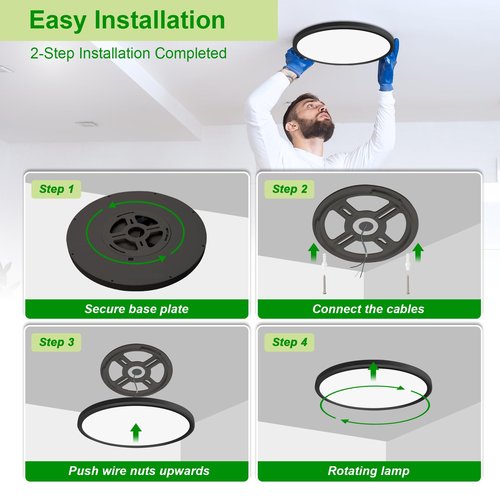 hunhun 6 Pack 3200lm LED Flush Mount Ceiling Light 12 Inch 5CCT Adjustable Super Slim 0.87 inch led Ceiling Light Fixture Round Low Profile Ceiling Lamp for Bedroom Living Room Kitchen Laundry Black