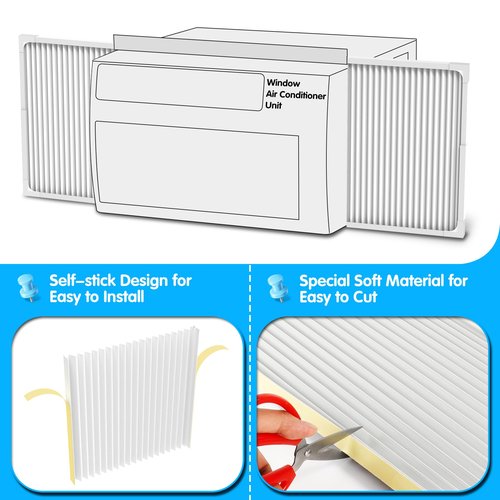 Air Jade Window Air Conditioner Side Panels with Frame, Adjustable AC Side Panels for 5,000 to 14,000 Btu Window AC Units, Extra Wide Window Air Conditioner Panels and Frame Kit, Pack of 2