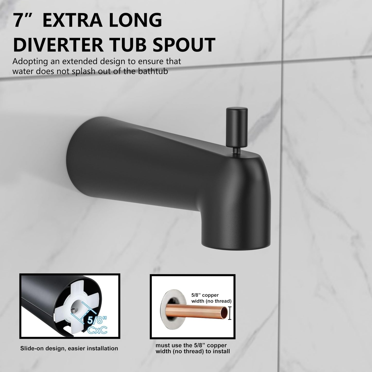Replacement for Delta 13/14 Series Shower Trim Kit, Compatible with Delta R10000 Valve Tub Shower Faucet Set, Black Shower Head and Handle Set, Matte Black (Cartridge and Valve Not Included)