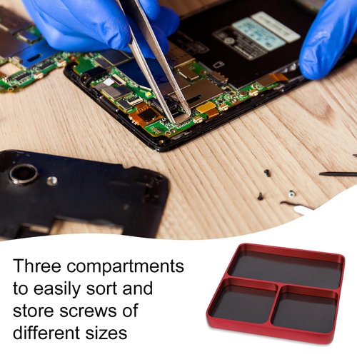 Magnet Tool Tray, 3.94x3.94 Inch 3 Compartments Magnetic Parts Tray Screws and Bolts Organizer for Storing Sockets Screws Small Parts Garage Home Outdoor