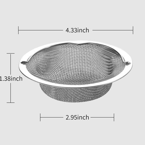 4 Pack Kitchen Sink Strainer, Stainless Steel Sink Drain Basket with Handle, Rust Resistant Food Catcher, Dishwasher Safe Kitchen Drain Stopper Filter
