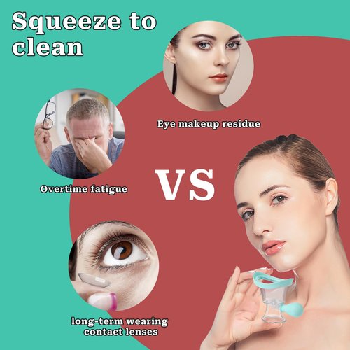 Eye Wash Kit,Silicon Eye Wash Cup Eye Cleaner Supplies Manual Air Pressure Eye Cleaning Cup Tool Eye Wash Bottle Portable Eye Care Device for Soothing Tired Eyes Clean Eye Dust Makeup Irritants (Blue)