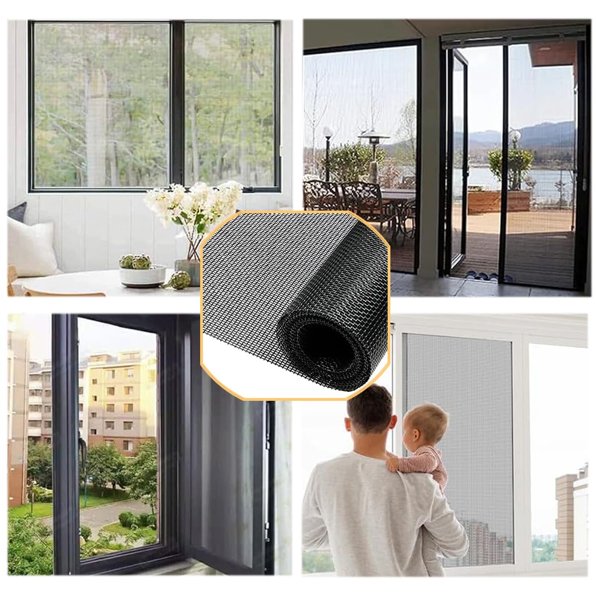 36inch*100ft Window Screens Roll, Replacement Repair Screens Mesh, Cuttable Fiberglass Screens Door Netting, DIY Screening Mesh Netting for Windows, Door, Pool, Porch,Patio -Black