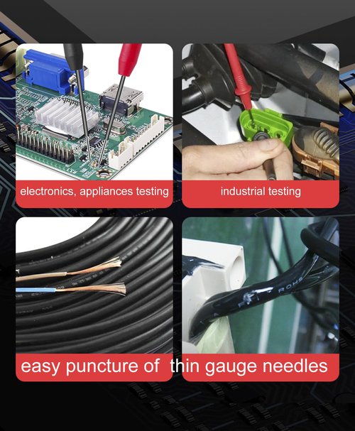 4 Pack 2mm Extended Needle Test Probes, 600V/10A Non-Destructive Insulation Wire Piercing Needles Stainless Steel Extra Thin Electrical Needle multimeter Probes for Fluke Meter Test Leads tl71 tl75