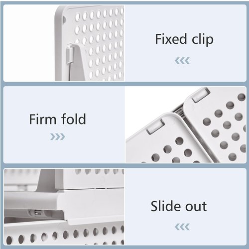 VECELO 4 Pack Plastic Closet Shelf Organizer, Stackable Sweater Storage Closet Drawers, Foldable Wardrobe Organizer, Easy Assembly, Durable and Space Saving for Closet, Bathroom, Kitchen, Gray