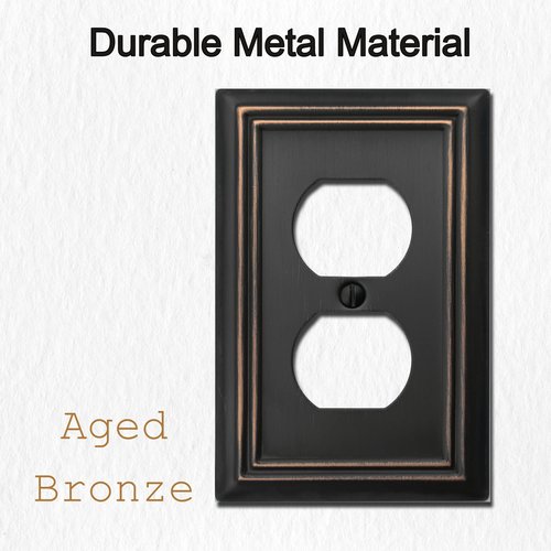 OKAWYC Single Duplex Outlet Light Switch Cover Adler Metal Wall Plate, 6-Pack Aged Bronze 1 Gang, for Receptacle Light Switch, Switch Cover Decorative Wallplate, Durable