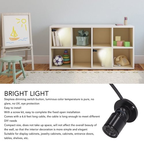 Mini Spot Light, Aluminum USB 5V Dimmable LED Spotlight, LED Spot Lights with 6.6ft Cable Little Accent Light for Painting Picture Plants Jewelry Showcase Model Display (Natural Light 4000K)