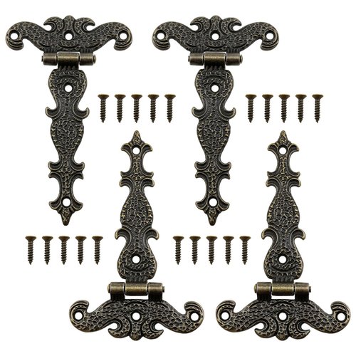 Dsjnf Antique Bronze Decorative Door Hinge for Window Cabinet Closet Door Wooden Box Jewelry Box with Screws 4PCS (Bronze)