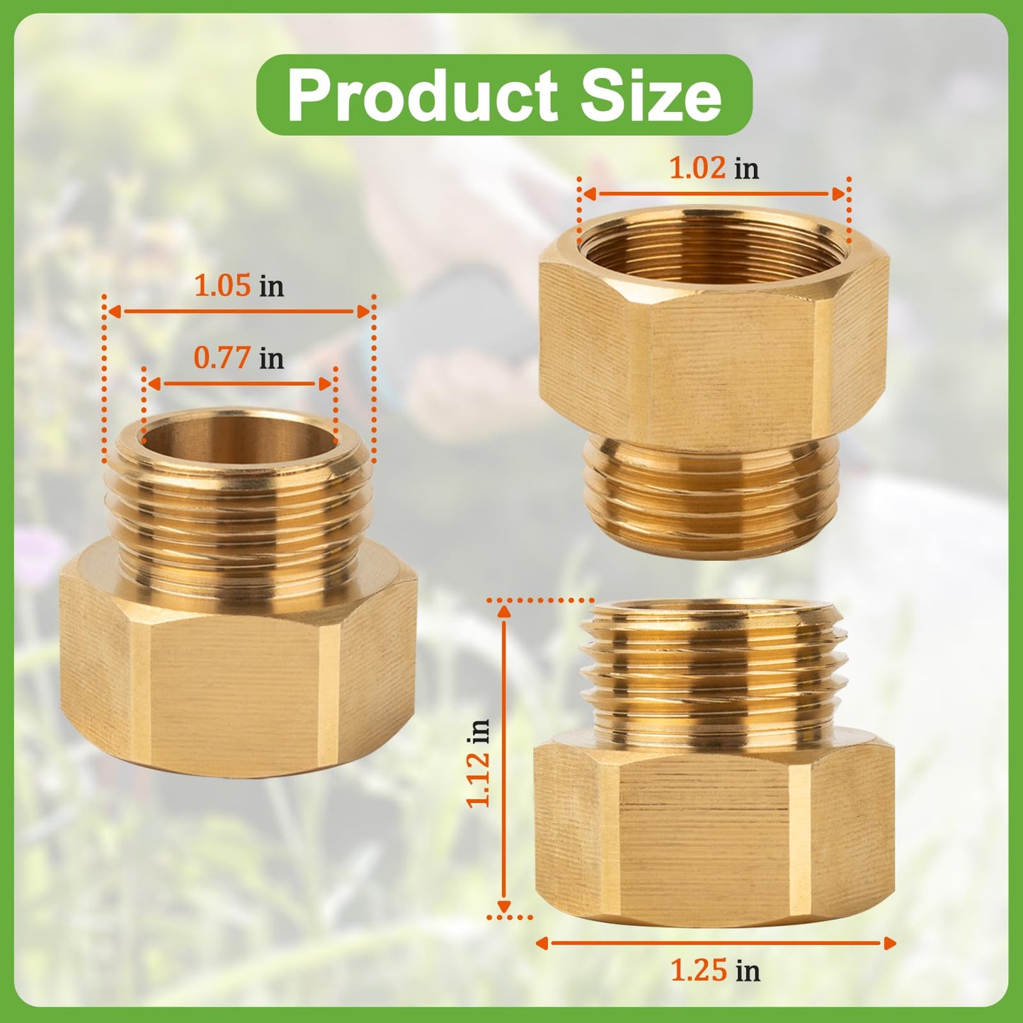 Garden Hose Bib Adapter 1-1/16" Fine Thread (Female) to 3/4 GHT Male Backflow Preventer Adapter for Standard Arrowhead Hose Bibs & Vacuum Breaker Faucet Fitting,Outdoor Faucet to Garden Hose Connector