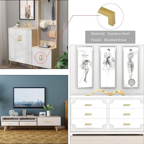 goldenwarm 10Pack 5in Brushed Gold Cabinet Pulls Gold Cabinet Handles Gold Drawer Pulls Modern Cabinet Hardware Handles for Kitchen Cabinets