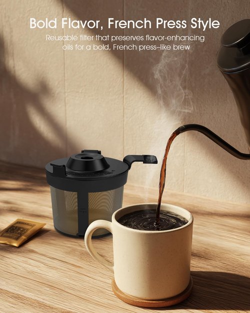 Permanent Coffee Filter for Ninja PB051 / PB040 / PB041ST - Compatible with Ninja Pods & Grounds Coffee Maker - Reusable Gold 304 Stainless Steel Mesh - Eco-Friendly Coffee Pod Accessory