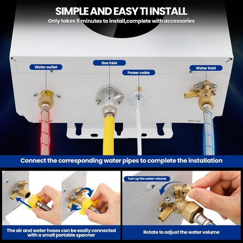 Propane Tankless Water Heater, 4.74GPM 18L Indoor,Constant propane water heater,Instant Hot Propane Gas water heater with Fahrenheit Digital Display,Multi-Protection