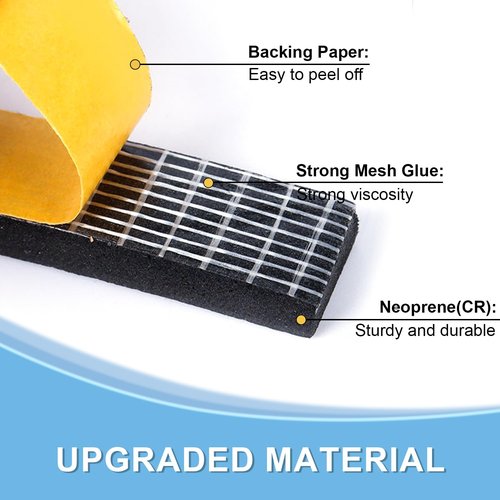 PackYard Weather Stripping Door Seal Strip, Strong Adhesive, Lightproof, Noise-Reduction, Weatherproof Foam Tape Insulation Weather Stripping Door Seal Foam Tape for Doors Windows 1/2 in W x 1/4 in T