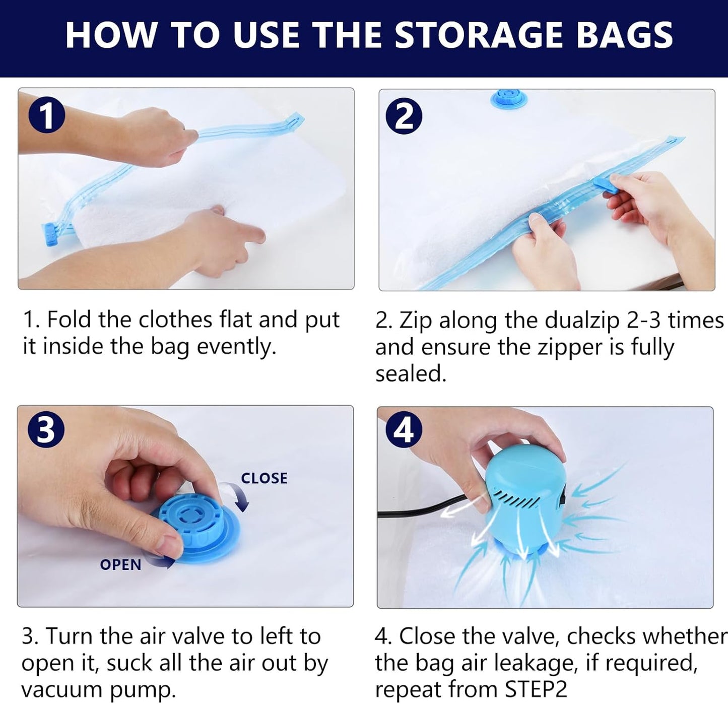 Vacuum Seal Bags for Clothing with Electric Pump, 15 Pack (3 Jumbo 3 Large 3 Medium 3 Small 3 Roll Up) Space Bags Vacuum Storage Bag for Travel, Luggage, Blankets, Bedding