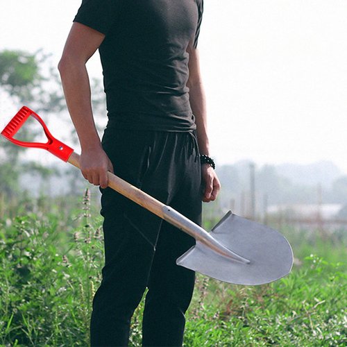Shovel Handle Replacement 18inch Wooden Shovel Handle with Plastic Grip for Garden Digging Raking Tool