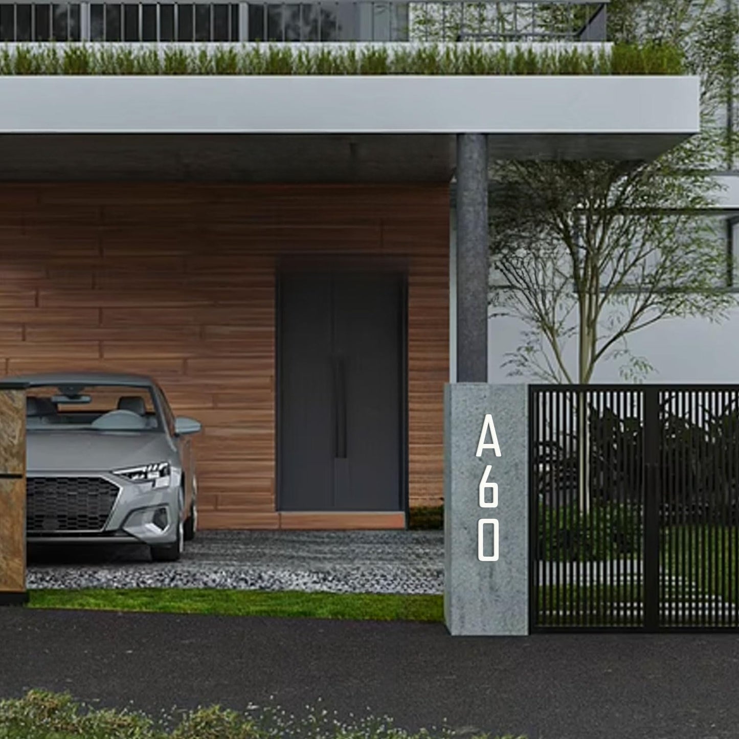 5 Inch Floating White Aluminum House Numbers Letters, Modern Metal House Numbers for Outside, White Address Letters, Aluminum Address Number for Garden Office Apartment (N)