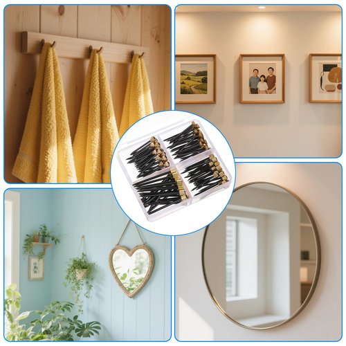 120 Pcs Picture Hanging Nails, 4 Styles Wall Decorative Nails for Hanging Pictures Picture Frame Hangers Nail Hardware Tool with Plastic Box for Claw Drywall Pictures Mirrors Painting Baskets