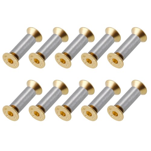 10 Packs Knife Handle Screws Rivets Bolts Fasteners, Gold Hex Flat Head Screws, Knives Maker Screws for Fixing Blade Knife