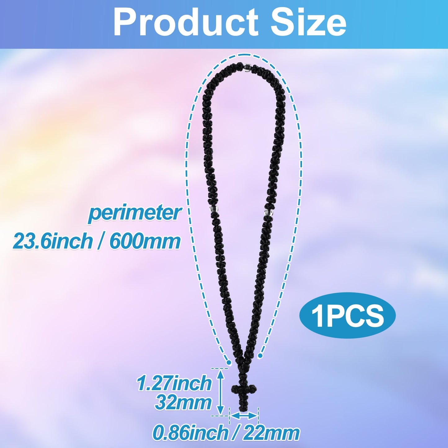 YANGWRshop Black Orthodox Prayer Rope, 100 Knots Prayer Rope Orthodox Christian, Orthodox Prayer Beads for Christian, Car Accessories (1 Pcs)