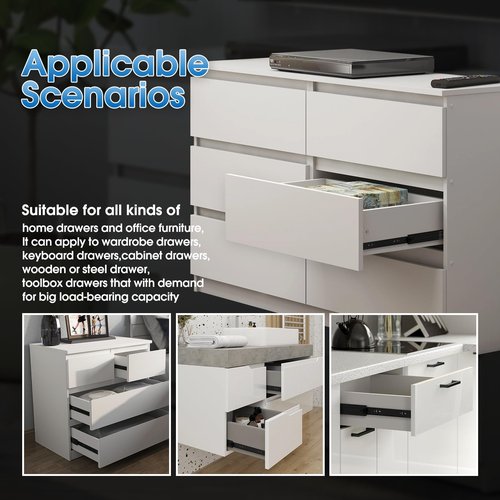 SHUHANG 1 Pair Full Extension Drawer Slides 8 10 12 14 16 18 20 22 24 Inch 100 lb Load Capacity Side Mount Ball Bearing Rails Cabinet Dresser Glides Wardrobe Kitchen Trash Can Slider Runners Black