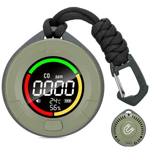 Lunarlipes Portable Carbon Monoxide Detectors for Travel, Mini 3-in-1 Carbon Monoxide Monitor with Magnetic Suction, RV CO Detector Alarm Temp/Humidity Sensor, Rechargeable CO Monitor 120HR Standby