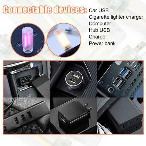 FALVFUN USB LED Car Interior Atmosphere Lamp, 5V Mini Retro Bottle Ambient Touch Control Decoration Night Light, Portable Plug-in Automotive Decoration Night Lamps, Universal Fit (Green)