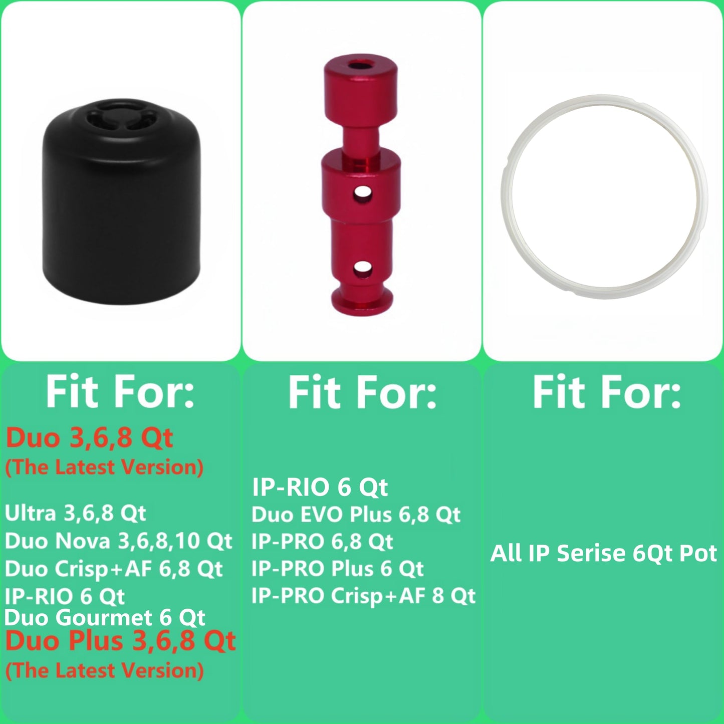 11PCS Replacement Parts for Instant Pot RIO 6 Qt Include Inner Pot Seal Ring, Steam Release Valve, Condensation Collector Cup, Float Valve W/Cap and Anti-Block Shield By Pnltae