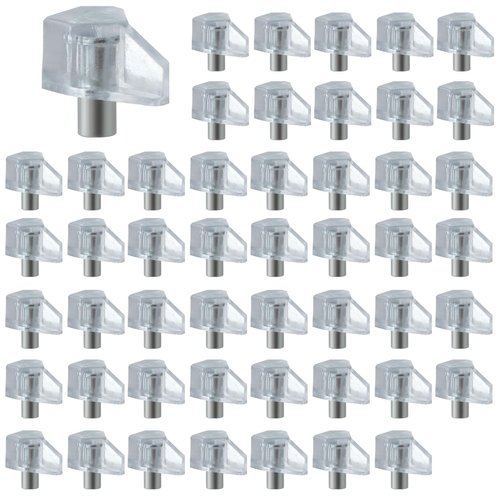 Oreutkd 50 Pcs 5mm Cabinet Shelf Support Pegs, Plastic Shelf Pegs, Transparent Pins Designed for Wood Shelving, Sturdy Replacement Supports for Furniture, Bookcases, and Storage Units