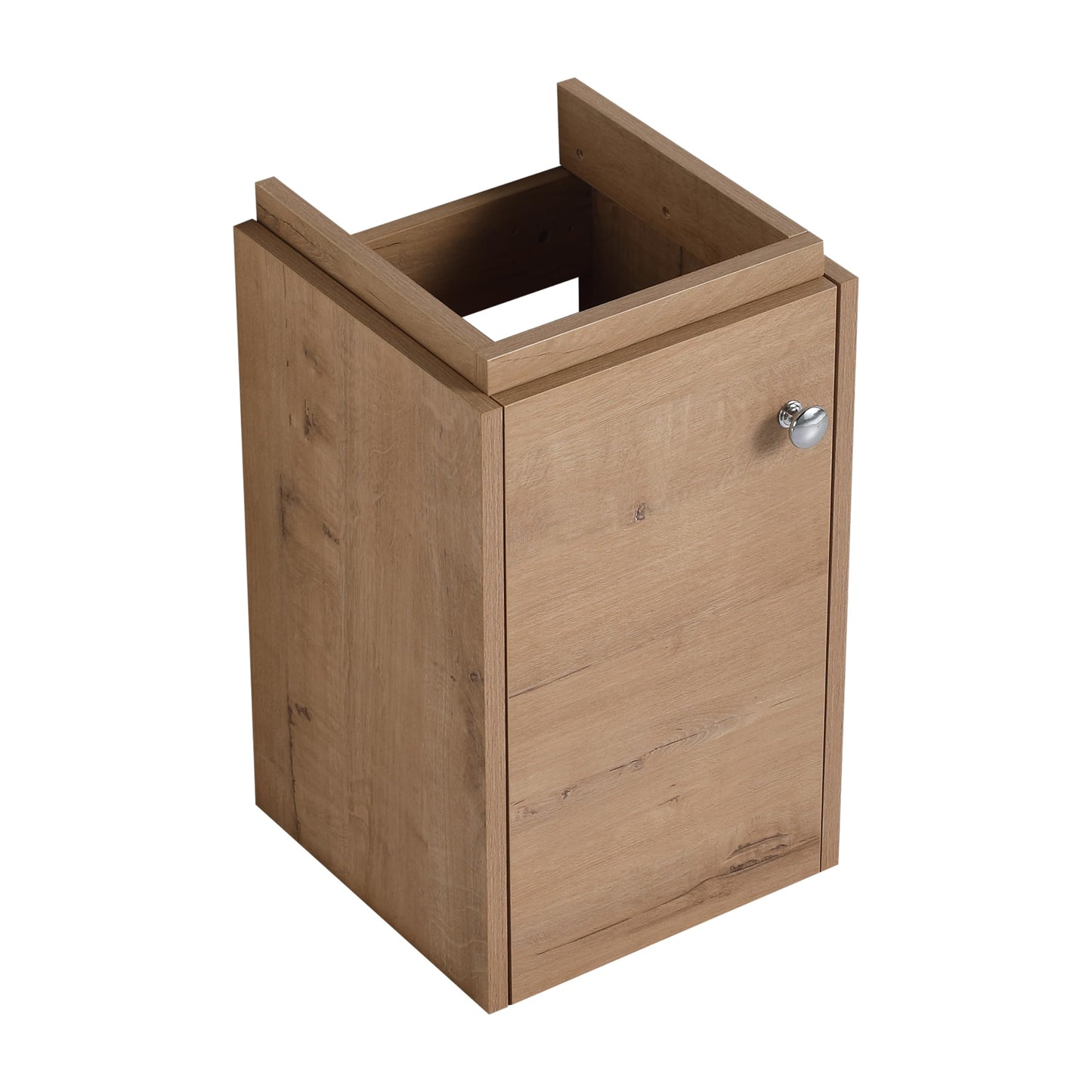 Malwee 12 Inch Wall-Hung Vanity, Corner Vanity, 12'' Floating Bathroom Vanity with Sink, with 1 Door and White Ceramic Basin Sink Top (045-12)