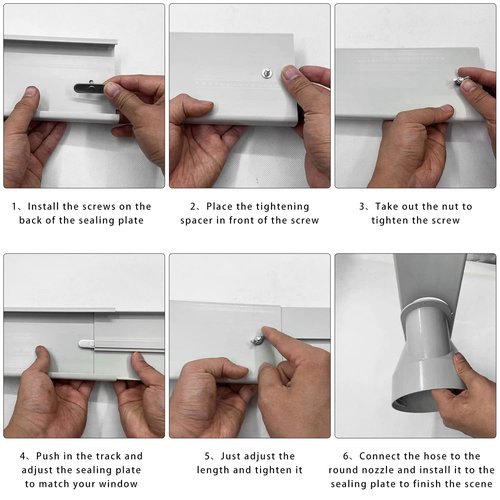 MQIDLFE Portable Air Conditioner Window Vent Kit with 5.9” Diameter Hose, Adjustable Sliding Window Kit 59 Inch Length Exhaust Hose for Ducting Universal AC Seal Panel for Horizontal&Vertical Window
