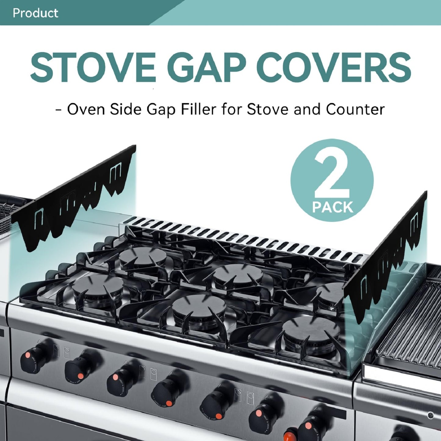 Stainless Steel Stove Gap Covers (2-Pack) - Adjustable Length 14.9 inches to 29.5 inches, Heat-Resistant Kitchen Gap Filler for Countertops