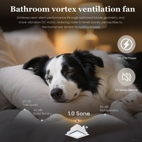 Orsong Bathroom Exhaust Fan 12" Panel (No Light),10" Hole Size,Pure Copper Motor,130 CFM 1.0 Sones Quiet Ceiling Exhaust Fan, 4" Duct for Bathroom/Garage/Home, White