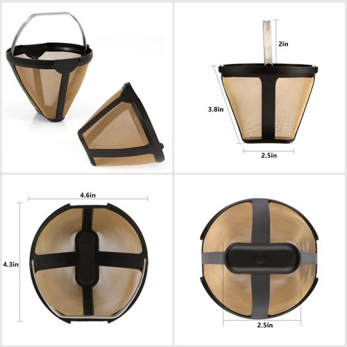 2pcs Replacement for CE250 Coffee Permanent Gold Tone Filter,Compatible with Ninja 12-Cup Programmable Coffee Brewer