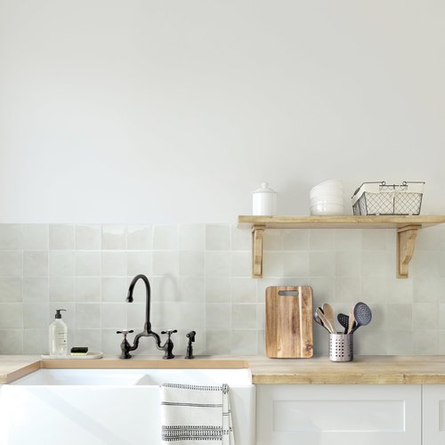 SMART TILES Peel and Stick Backsplash - 5 Sheets of 9" x 9" - 3D Adhesive Peel and Stick Tile Backsplash for Kitchen, Bathroom, Wall Tile, Oia
