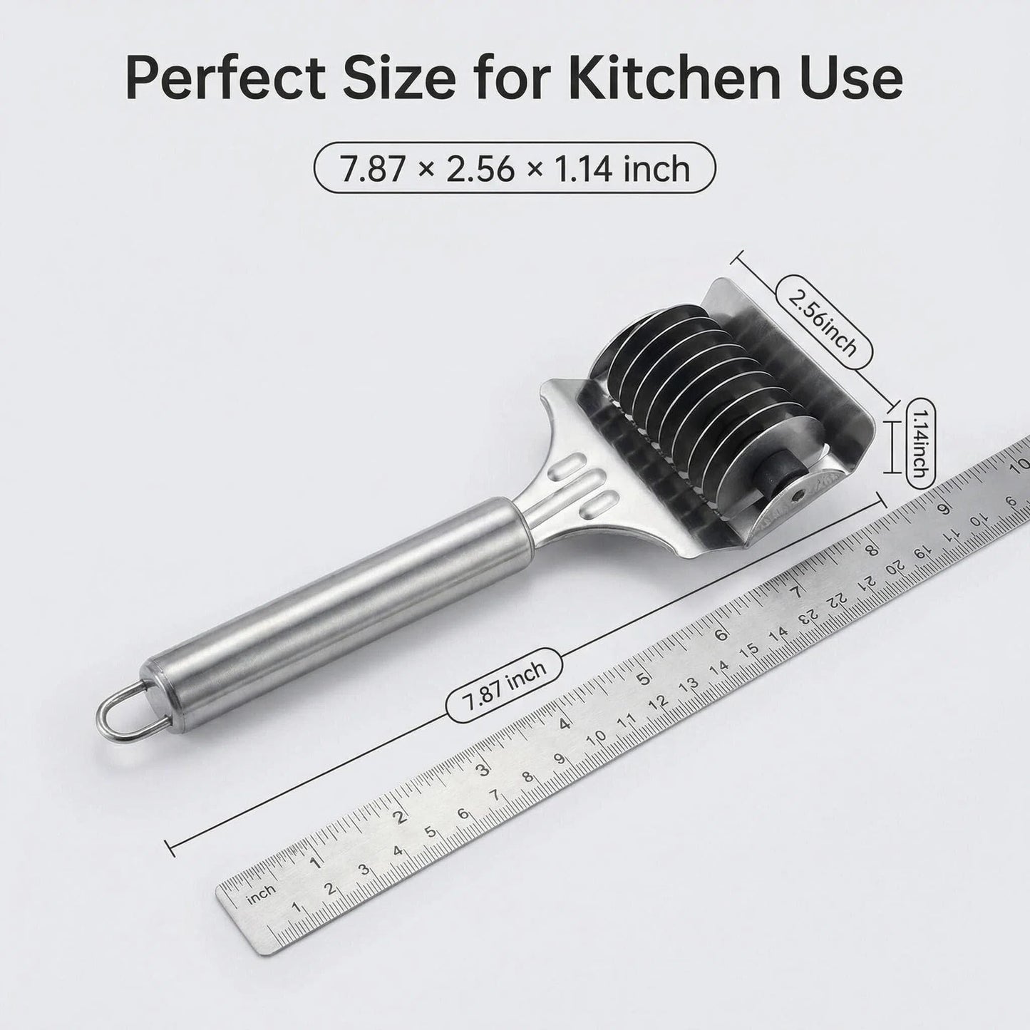 Stainless Steel Pasta Cutter with 9-Wheel for Homemade Pasta, Lasagna, Dough Docker and Pastry Tool, Kitchen Gadget for Effortless Noodle and Pie Crust Making