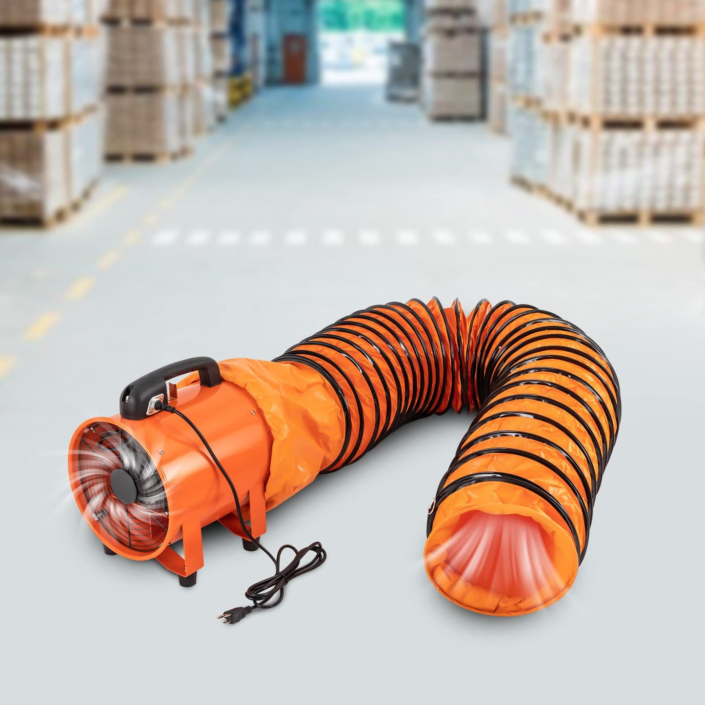 JJIESHENG Utility Blower Fan, 10-Inch Portable Industrial Extractor Fan with 32.8FT Ducting Ventilation Fan 320W High Velocity Ventilator Fume Extractor for Factories Warehouse Workshop