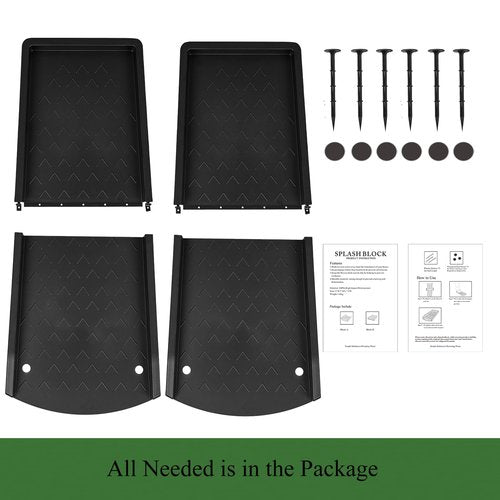 Jamphaza 2 Pack Gutter Downspout Extensions, Rain Gutter Downspout Splash Block, Down Spout Extender, Drain Gutter Guard Diverter, Splash Guards Rainwater Drainage 24" (Black 2Pack)