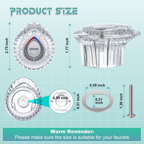 Enhon 2 Pack Shower Knob Handle Kit Compatible with Moen 96797 Chateau Collection, Replacement Faucet Handle Kit for Bathroom Tub and Shower, Include Screws, Chrome Knob Insert
