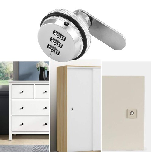 Combination Cam Lock Security Locks Set of 2 Password Coded Locks 3-Digit Keyless Metal Locks for Safety of Box Cabinet Drawer Mailbox Door Furniture (20mm, Silver)