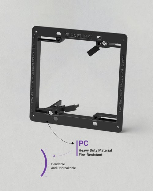 VCELINK 2 Gang Low Voltage Mounting Bracket, Flush Low Voltage Box for Network, HDMI, Coaxial, Speaker, Telephone Cables, Black, 5 Pack