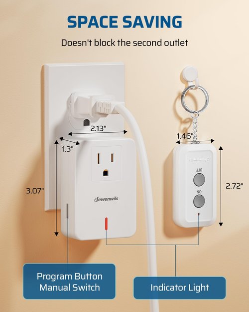 DEWENWILS Indoor Remote Control Outlet, Expandable Remote Light Switch Kit, Wireless On Off Power Switch, 100ft RF Range, Compact Design, White