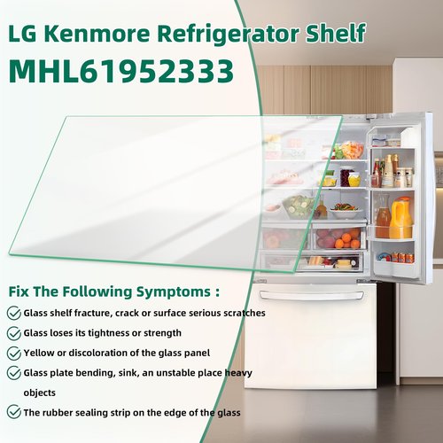 Upgraded MHL61952333 Refrigerator Glass Shelf Compatible with lg Refrigerator Shelf Replacement Glass Shelf Insert Crisper, Tempered Glass Crisper Drawer Cover
