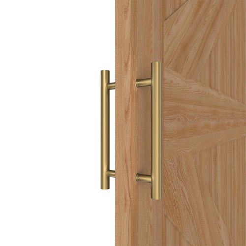 LVYIHAN 12 inch Round Stainless Steel Door Pull Push Handle Double Sided, French Sliding Barn Door Handle, H Shape Home Pull Handles, Gold