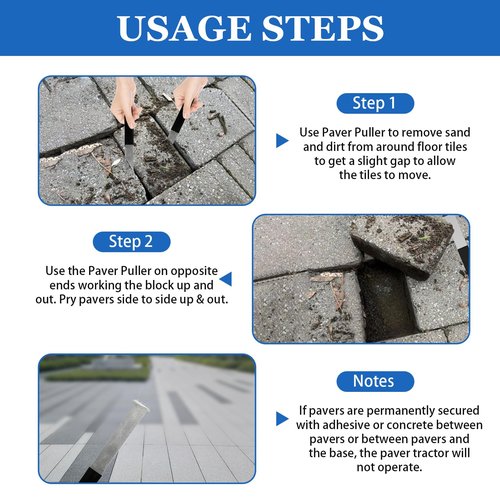 2PCS Paver Removal Tool, Paver Puller with Double Joint Scraper, Micro Teeth Groove & Anti-Slip Rubber Handle, Paver Extractor Tool Set for Lawn Garden Patio Brick Block & Paver Replacement