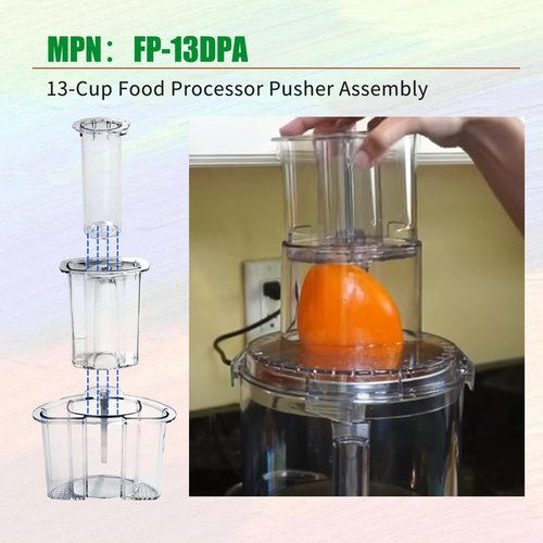 Vanshly FP-13DPA 13-Cup Food Processor Pusher Assembly(Small, Medium, Large) Compatible with Cuisinart Models FP-13DGM, FP-13DSV,CFP-26SVPC, & SFP-13