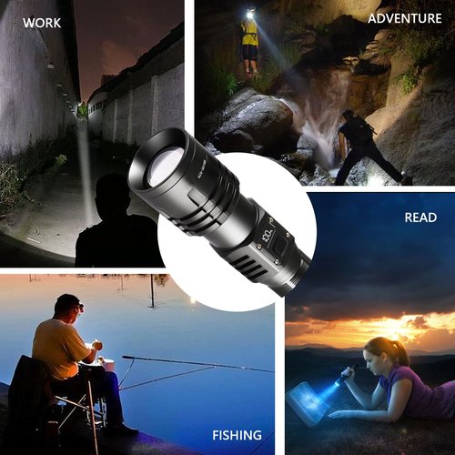 Rechargeable LED Flashlights 1000000 High Lumens,𝟐𝟎𝟐𝟓 𝐍𝐞𝐰 High Powered Waterproof Tactical Flashlight Spotlight Flashlight for Home, Bright Flashlight Black for Outdoor Camping Emergency