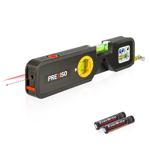 PREXISO 4-in-1 Line Laser Level Multipurpose Torpedo Level, 65Ft Alignment Point & 16Ft Laser Line & 10Ft Measure Tape Ruler & Quick Angle Setting for Hanging Picture Wall Marking Home Renovation